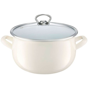 Garnek emaliowany Garden z pokrywką 18 cm / 3,1 l kremowy AMBITION