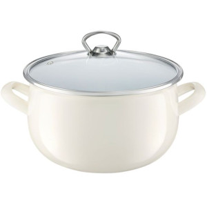 Garnek emaliowany Garden z pokrywką 22 cm / 5,7 l kremowy AMBITION