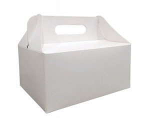 Karton Pudełko Na Ciasto Białe Z Uchwytem 19x14x9