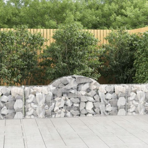 Kosze gabionowe, 14 szt, 200x30x60/80 cm, galwaniz