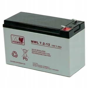 Akumulator żelowy 12V/7,2Ah MWL T2 Pb 151x65x100mm