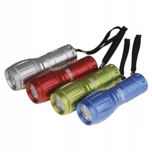 Latarka EMOS metal 9LED P3882 AAA 50lm IP44 Kolory