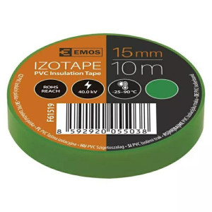 Taśma izolacyjna 15mm x 10m EMOS PVC zielona