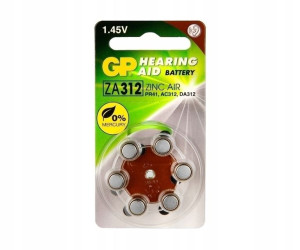 6x Bateria słuchowa GP ZA 312 1,4V Zinc-Air 125mAh
