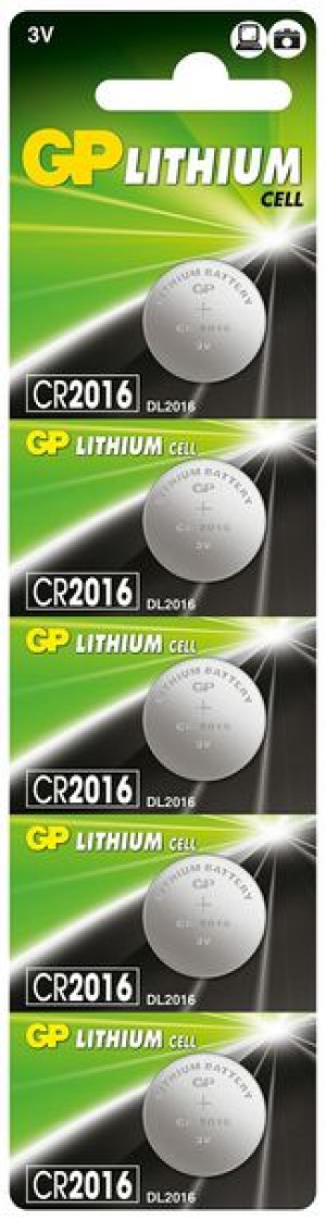 5x Bateria litowa GP CR2016 3V LiMnO2 90mAh guzik