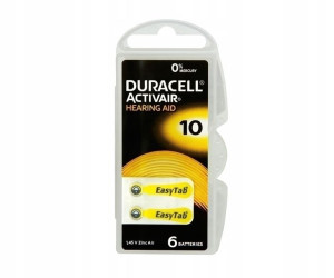 6x Bateria słuchowa DA 10 DURACELL 1,4V Zinc-Air