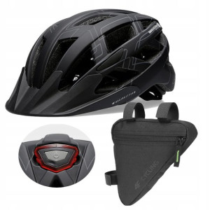 Kask Rowerowy + Saszetka + Lampka 4f 21a M 55-59