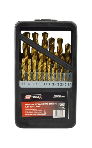 Awtools Wiertła Do Metalu Hss-g Tytan Komplet 25elem. /1,0-13,0mm/
