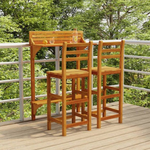 Emaga 3-cz. zestaw mebli barowych na balkon, lite drewno akacjowe