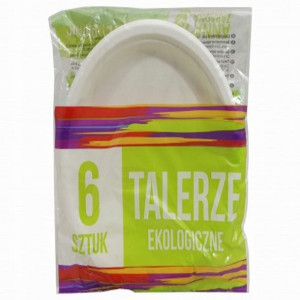 Talerze Papierowe Ekologiczne Białe 6 sztuk