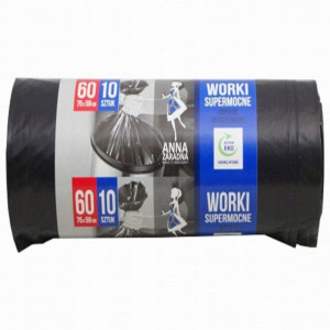 Worki na śmieci SUPERMOCNE 60l 10szt czarne