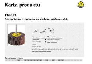 Klingspor Ściernica Listkowa Trzpieniowa Km613 80mm X 30mm X 6mm Gr. 40