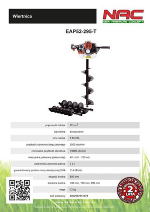 Nac Świder Spalinowy 2,95km + 3 Wiertła 100, 150, 200mm Eap52-295-t