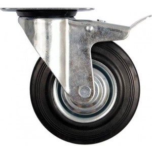Vorel Koło Skrętne Czarna Guma Hamulec 160mm 87325