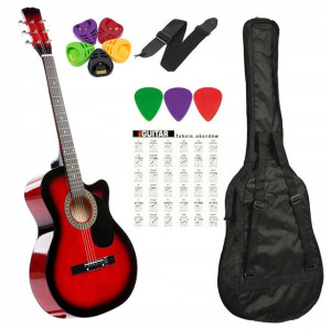 Gitara akustyczna 4/4 CASTELO dla początkujących - czerwona