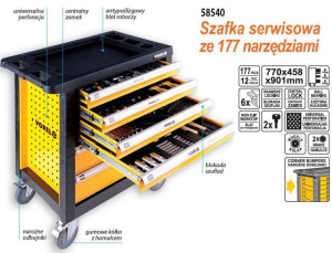 Vorel Szafka Warsztatowa 6-szulfad + 177szt. Narzędzi 58540
