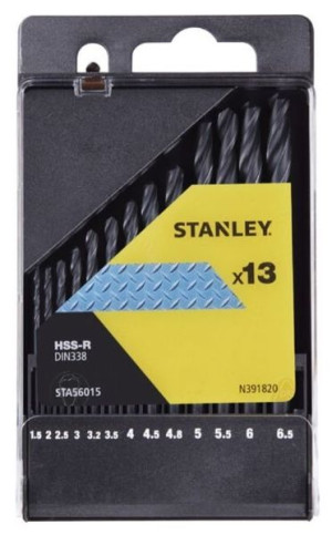 Zestaw wierteł do metalu HSS-R 1,5-6,5 mm 13 szt. Stanley STA56015