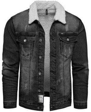 S - Męska Kurtka Jeans Z Futrem