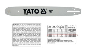 Yato Prowadnica Łańcucha 16" 3/8"p