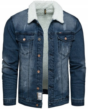 Xl - Męska Kurtka Jeans Z Futrem