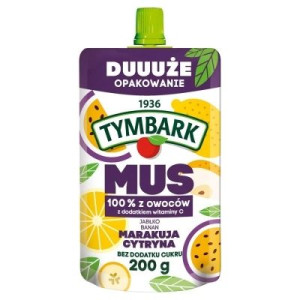 Tymbark Mus 100 % z owoców jabłko banan marakuja cytryna 200 g