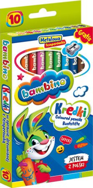 Kredki świecowe w drewnianej oprawie Bambino 10 kolorów