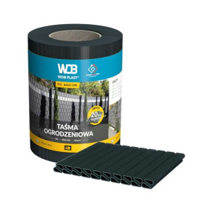 Taśma ogrodzeniowa Basic line antracytowa 19cm x 35mb 20 klipsów gratis