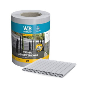 Taśma ogrodzeniowa Basic line szara 19cm x 35mb 20 klipsów gratis
