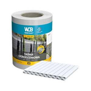 Taśma ogrodzeniowa Basic line biała 19cm x 35mb 20 klipsów gratis