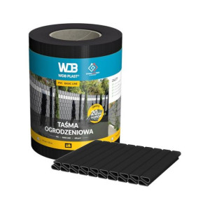 Taśma ogrodzeniowa Basic line czarna 19cm x 35mb 20 klipsów gratis