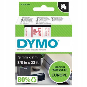 Taśma DYMO D1 40915 9mm biały/czerwony oryginalna