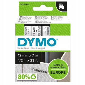 Taśma DYMO D1 45010 12mm clear/czarny oryginalna