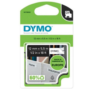 Taśma DYMO D1 16959 12mm Biała/Czarny Oryginalna