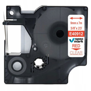 Taśma do DYMO D1 40912 9mm/7m Przeźroczys/Czerwony