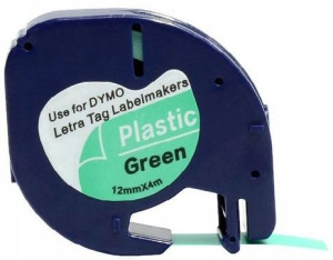 Taśma do DYMO LetraTag 12mmx4m zielona 59425 plast