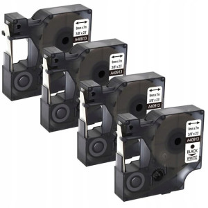 Taśma do DYMO D1 40913 9mm Biała/Czarny 4szt