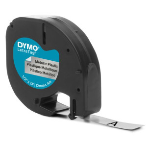 Taśma DYMO LetraTag 12mm plastik srebrna S0721730