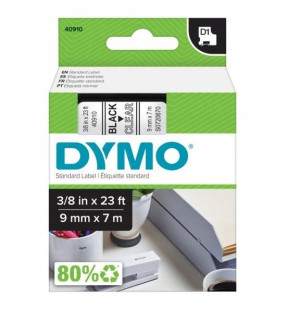 Taśma 40910 DYMO D1 9mm przeźroczysta/czarny orygi