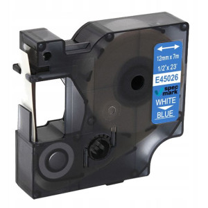 Taśma do DYMO D1 45026 12mm Niebieska/Biały