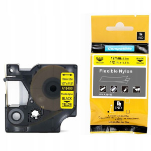 Taśma nylon 12mm do DYMO RHINO 18490 Żółta