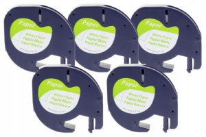 5x Taśma do DYMO LetraTag 12mmx4m biała PREMIUM