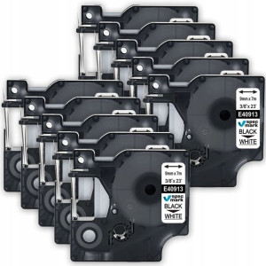 Taśma do DYMO D1 40913 9mm 7m biała zestaw 10 szt