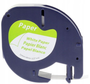 Taśma do DYMO LetraTag 12mmx4m biała 59421 papier