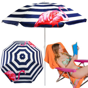 Parasol Plażowy Składany Łamany Z Flamingiem 160cm