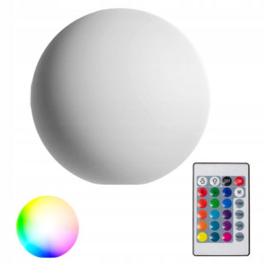 Kula ogrodowa wbijana solarna biała matowa RGB 40cm IP44 pilot