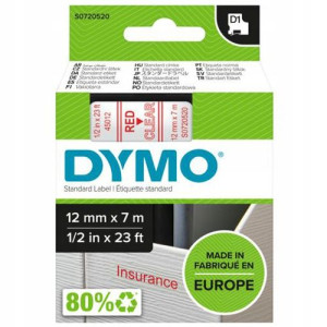 Taśma DYMO D1 45012 12mm clear/czerwony oryginalna