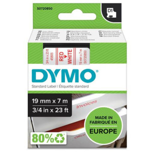 Taśma DYMO D1 45805 19mm biały/czerwony oryginalna