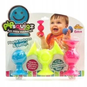 BOBO PRZYSSAWKI KLOCKI SENSORYCZNE GRZECHOTKI PipSquigz Fat Brain Toys