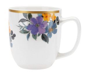 Kubek porcelanowy porcelana New Bone FLORES 350 ml biały kolorowe kwiaty