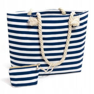 Duża Torba Plażowa Zapinana Shopper Miejska Piknik